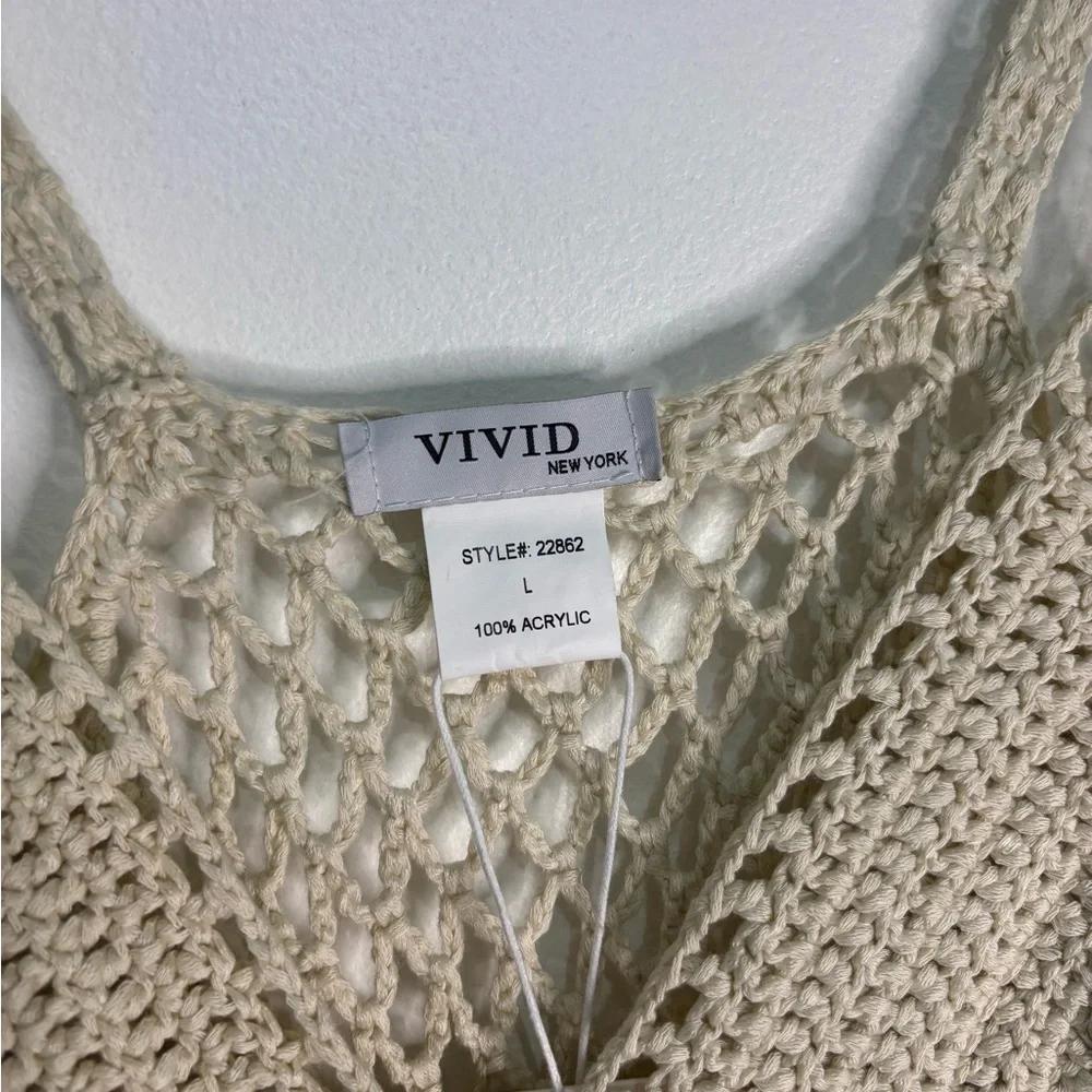 Vivid Cream Crochet Fringe Top, Boho, Western, Festival - Picture 4 of 12